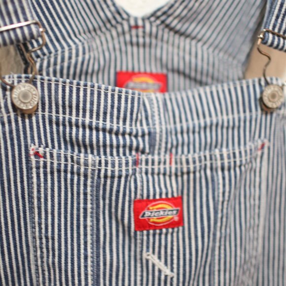 Dickies Hickory Stripe Carpenter Style Overalls jeans womens S - Picture 4 of 7